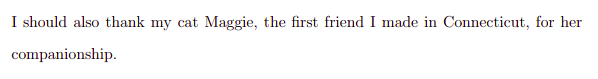 Dissertation acknowledgment for Maggie